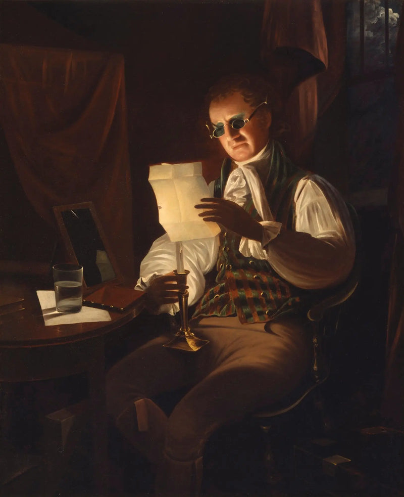 ผู้ชายอ่านหนังสือในแสงเทียน - Rembrandt Peale