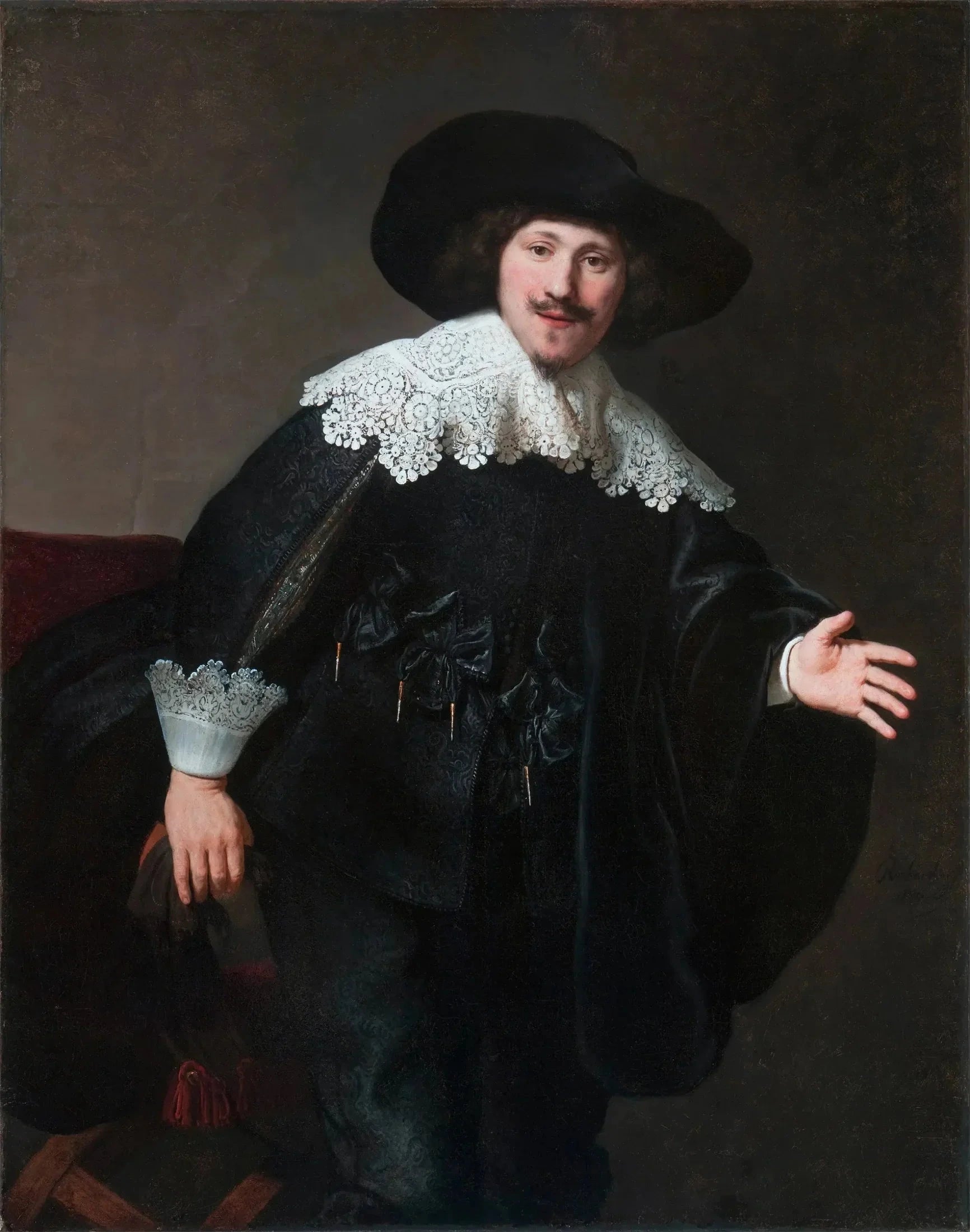 Portrait d’un homme se levant de son fauteuil — Rembrandt et peut-être atelier, 1633, Taft Museum of Art