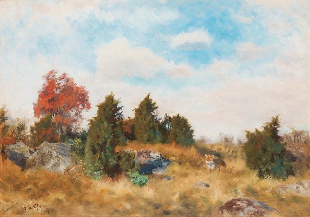 Höstbacke med räv - Bruno Liljefors image 1 reproduction de peinture à l’huile