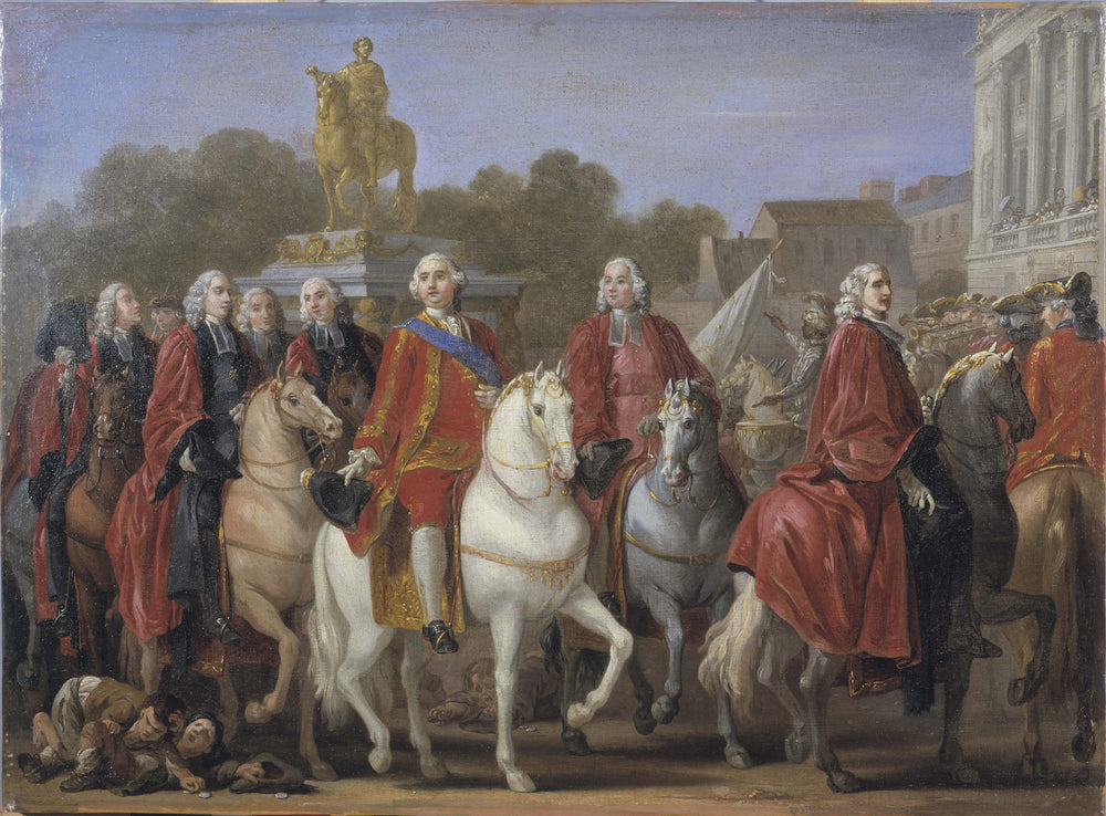 Inauguration de la statue de Louis XV sur la place du même nom, par le corps de la Ville de Paris, le 20 juin 1763 - Joseph-Marie Vien image 1 copie peinte à la main à l’huile