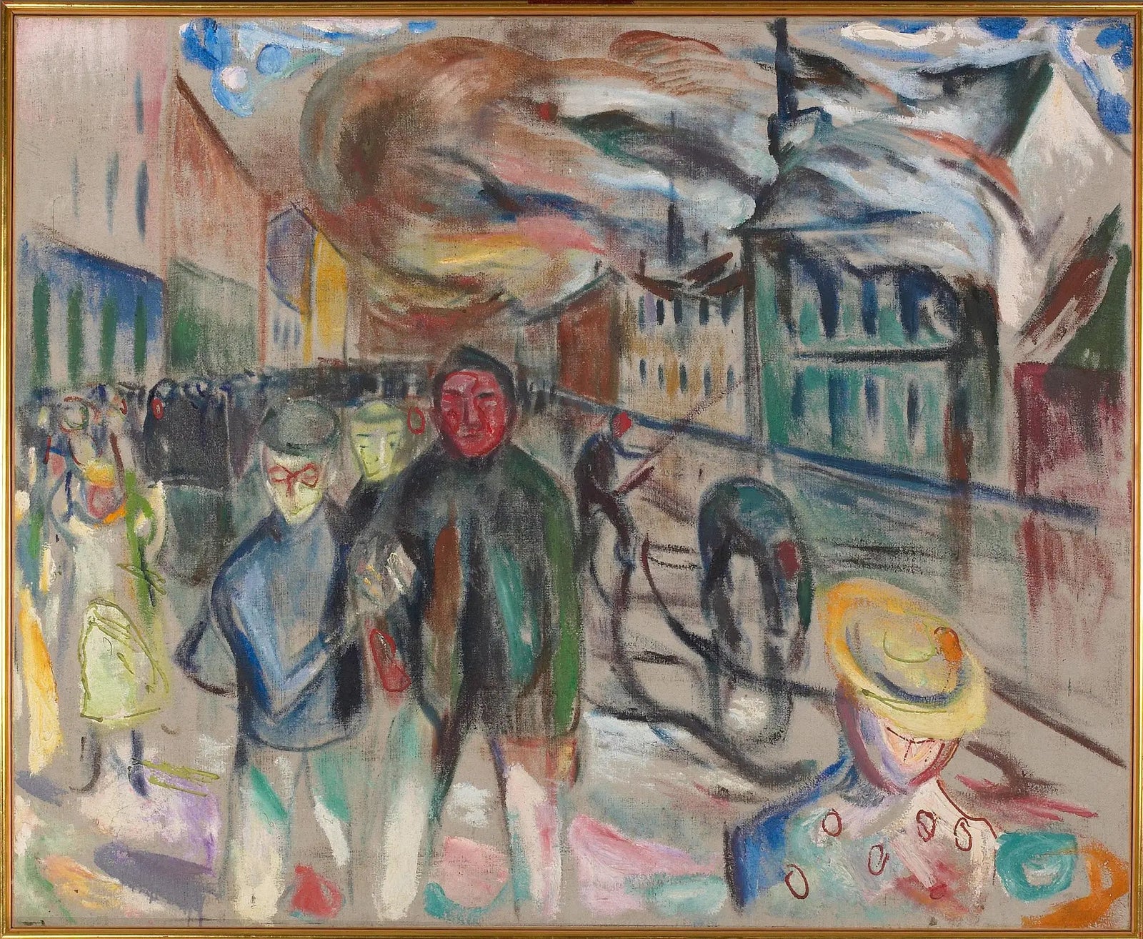 Incendie à Grønland - Edvard Munch image 1 copie de tableau peinte à la main