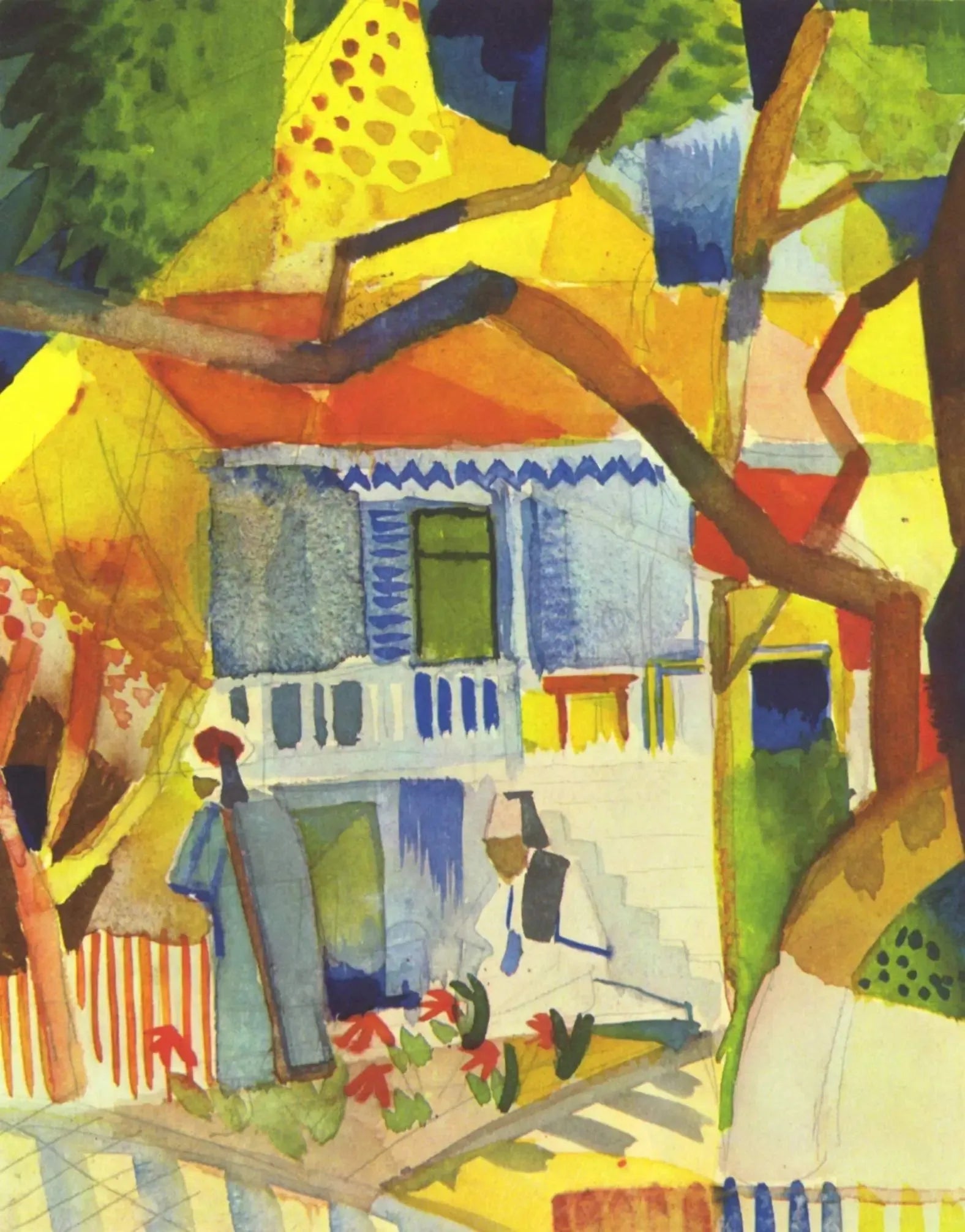 Innenhof des Landhauses in St. Germain - August Macke image 1 reproduction réalisée par Alpha Reproduction