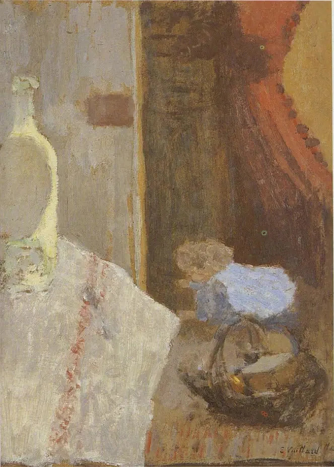 ภายในตกแต่งด้วยผ้าห่มสีแดง - Édouard Vuillard