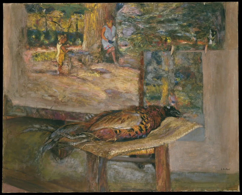 ภายในพร้อมภาพวาดและนกฟีซาน - Édouard Vuillard