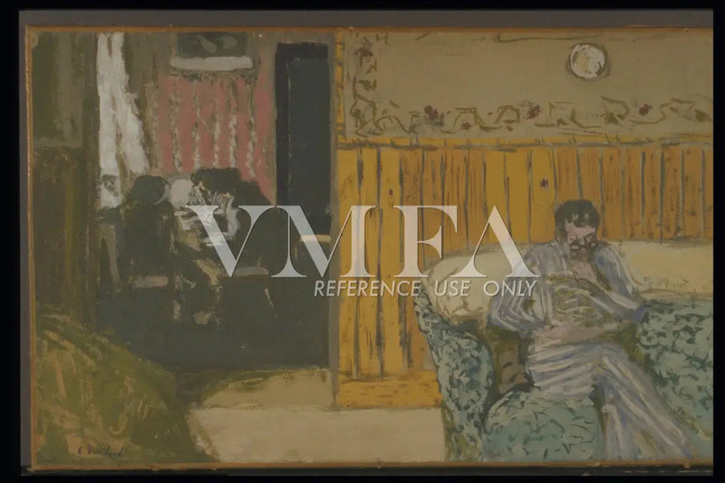 ภายในพร้อมชายคนหนึ่งอ่านหนังสือ - Édouard Vuillard