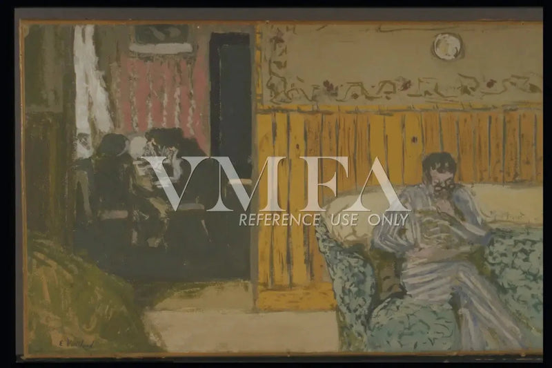 ภายในพร้อมชายคนหนึ่งอ่านหนังสือ - Édouard Vuillard