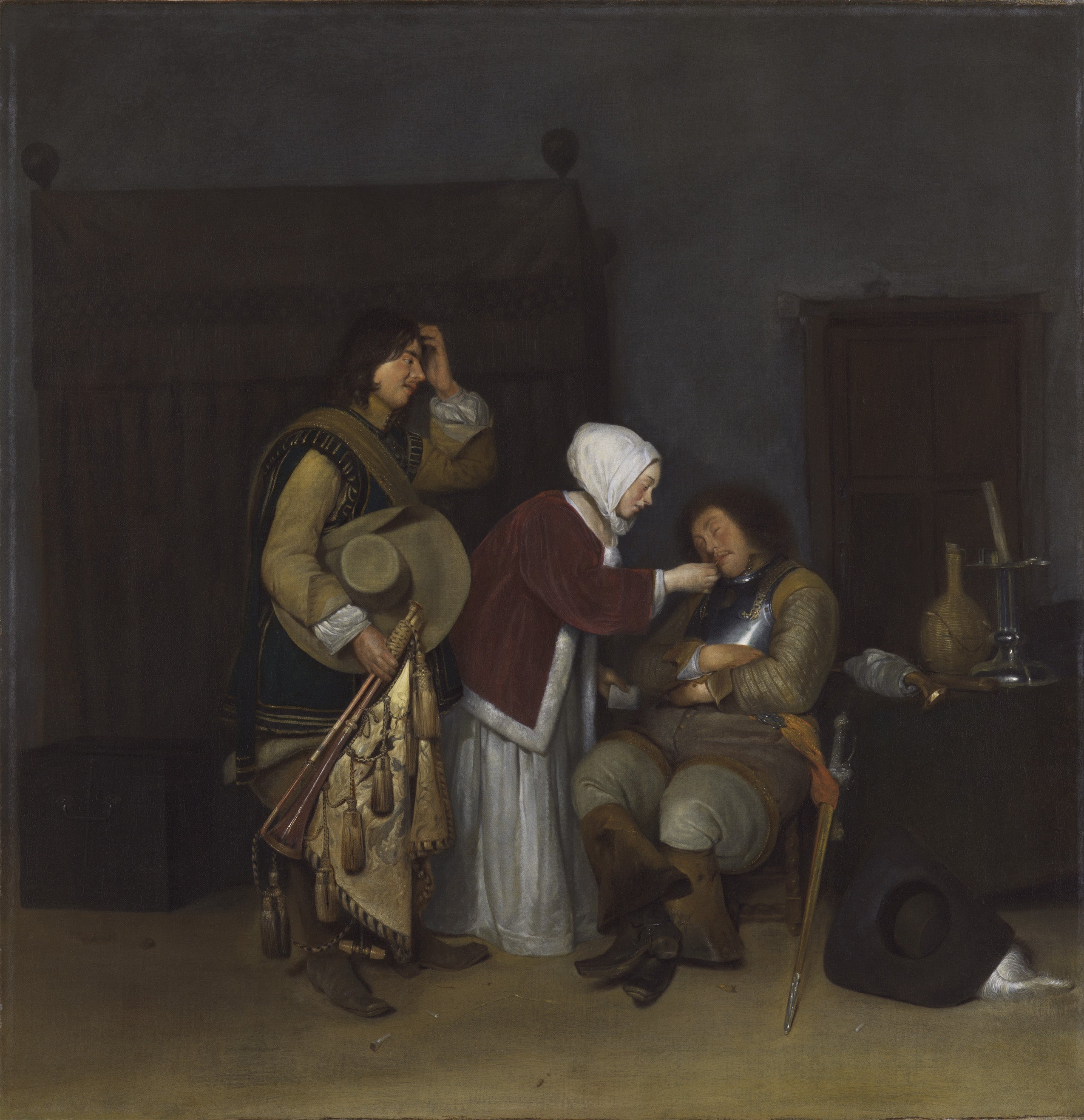 Intérieur avec un soldat endormi - Gerard ter Borch image 1 reproduction d’œuvre d’art à l’huile