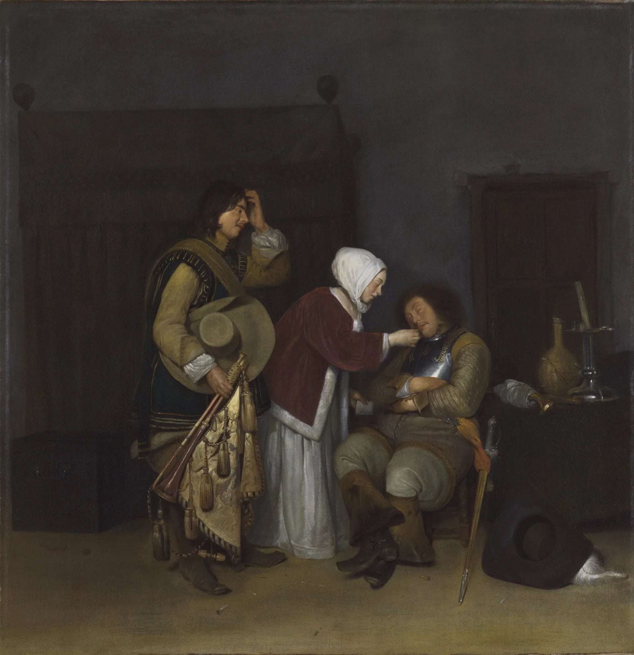 Intérieur avec un soldat endormi - Gerard ter Borch image 1 reproduction d’œuvre d’art à l’huile
