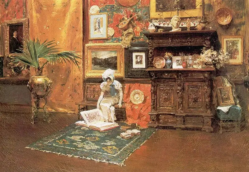Intérieur d'atelier - William Merritt Chase image 1 copie peinte à la main à l’huile