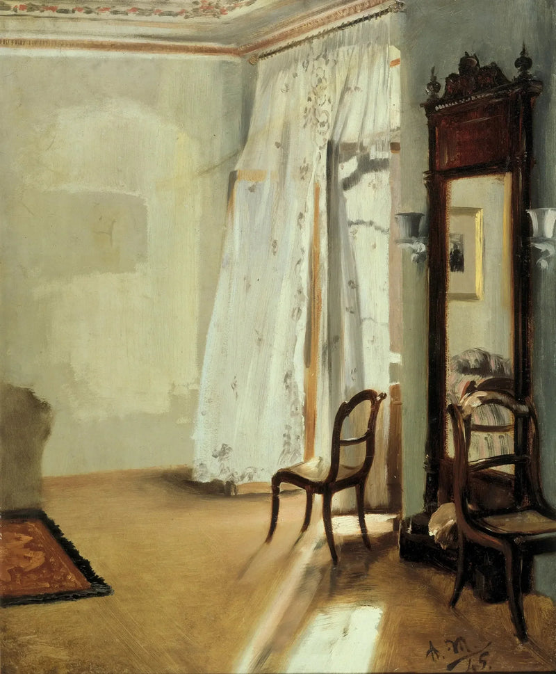 ภายในห้องนอนพร้อมระเบียง - Adolph von Menzel