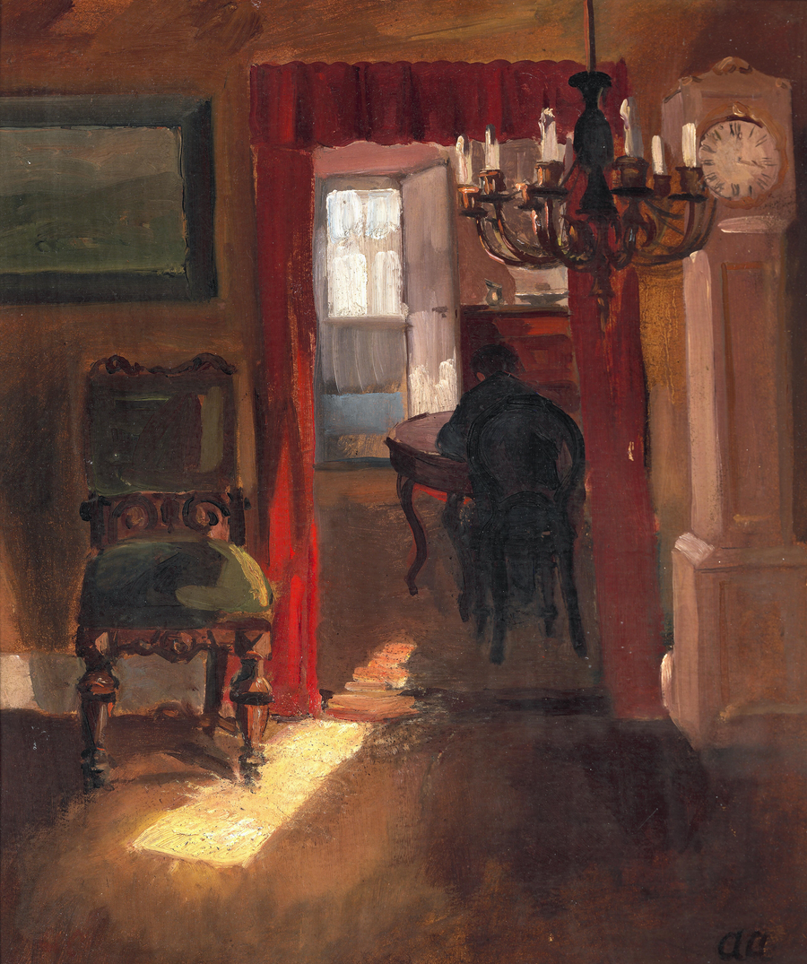 ภายในสกาเกนพร้อมแถบไฟส่องพื้น - Anna Ancher