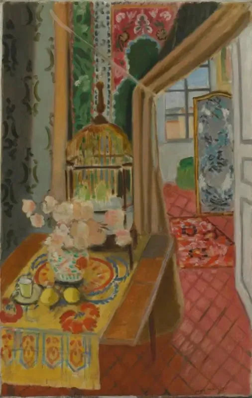 Intérieur, fleurs et perruches - Henri Matisse image 1 tableau peint à l’huile sur toile