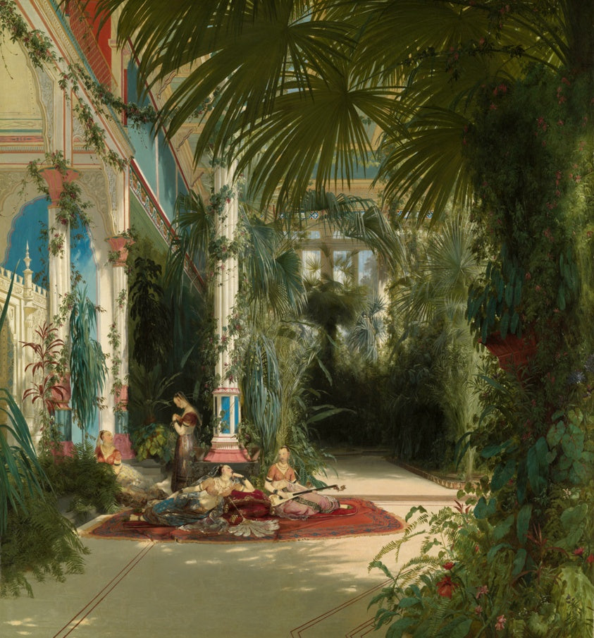 L’Intérieur de la serre de l’île aux Paons, Carl Blechen — reproduction de peinture à l’huile