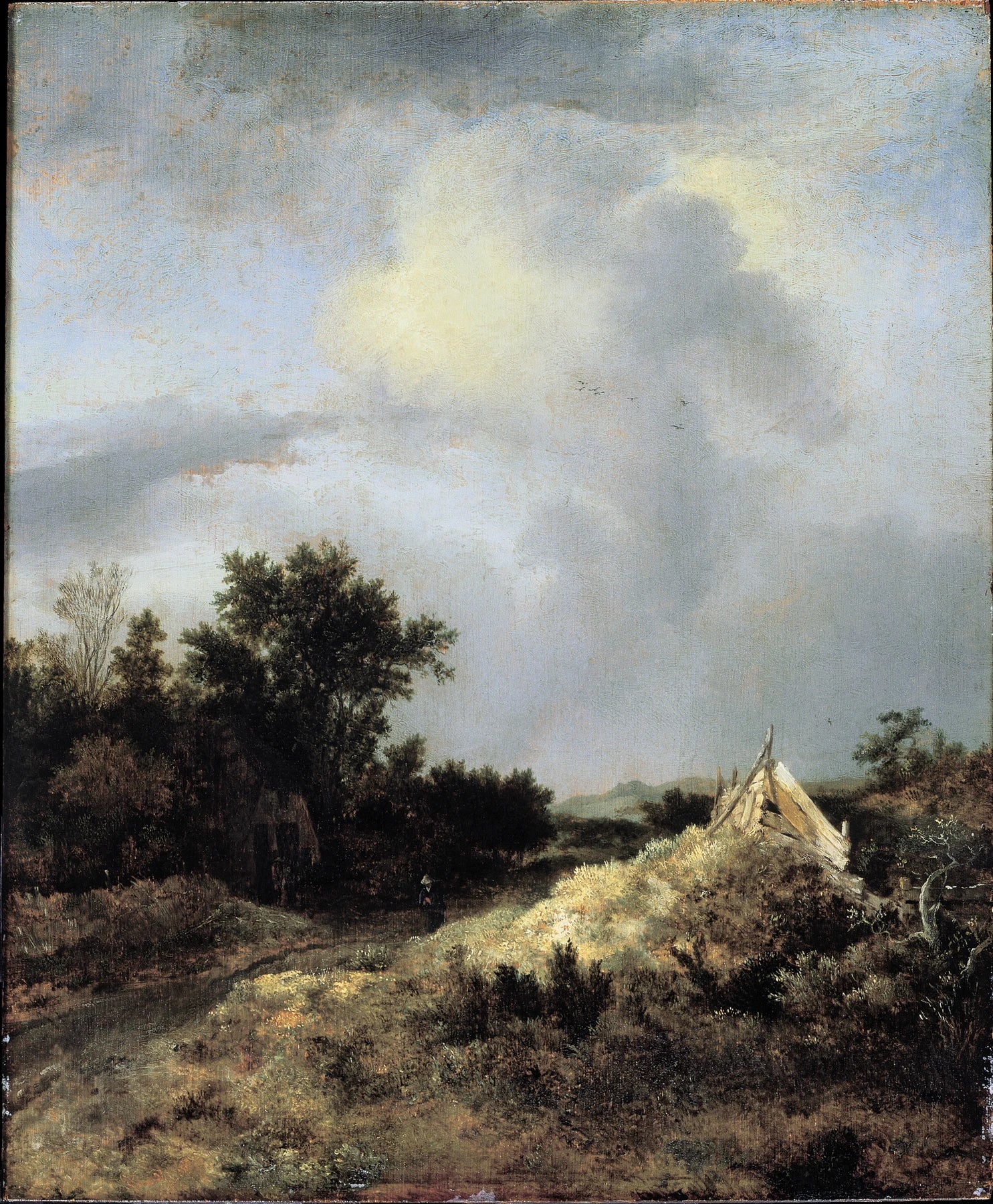 Paysage de dunes avec clôture, peinture de Jacob van Ruisdael