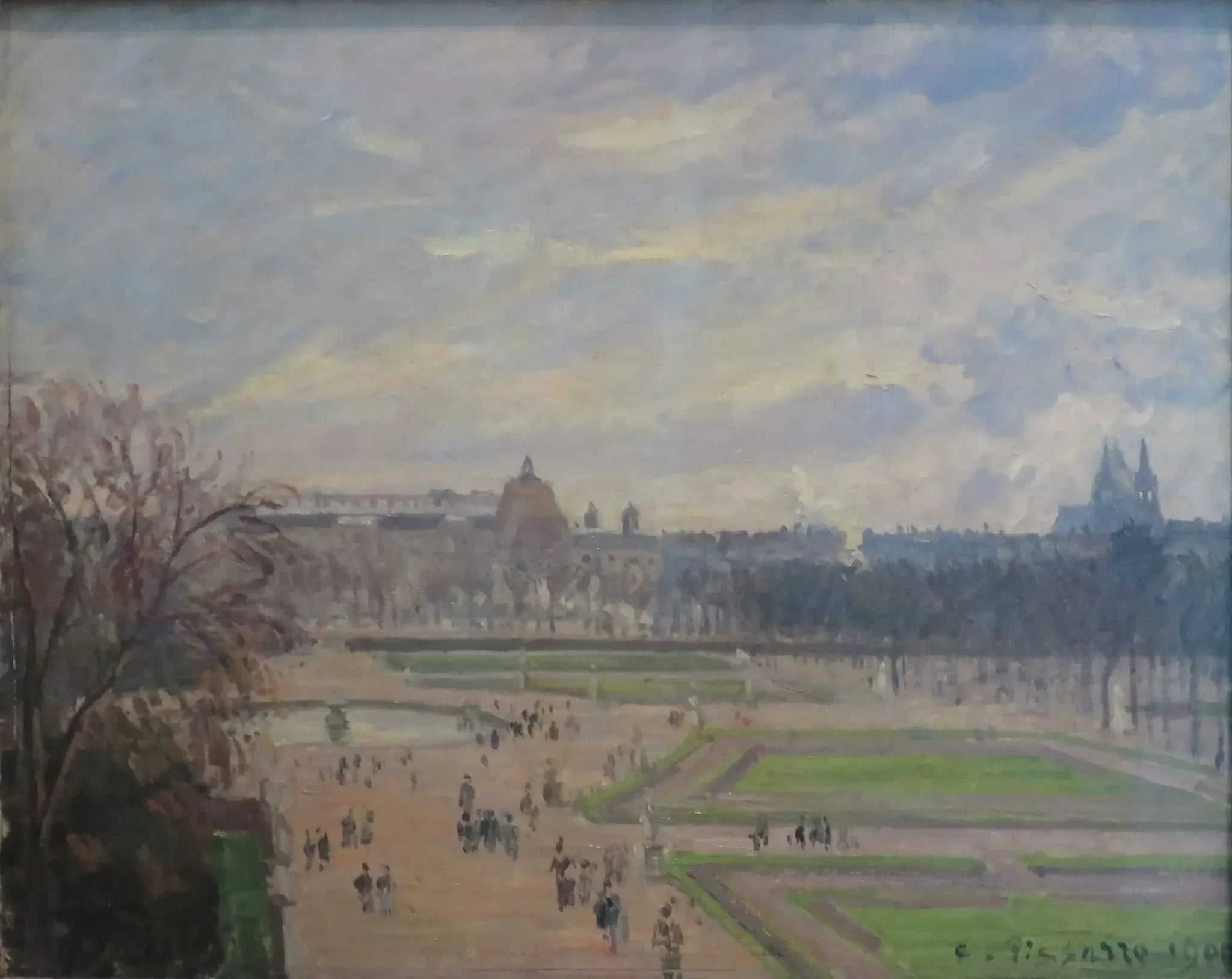 Jardin des Tuileries, temps nuageux et lumineux - Camille Pissarro image 1 reproduction de peinture à l’huile