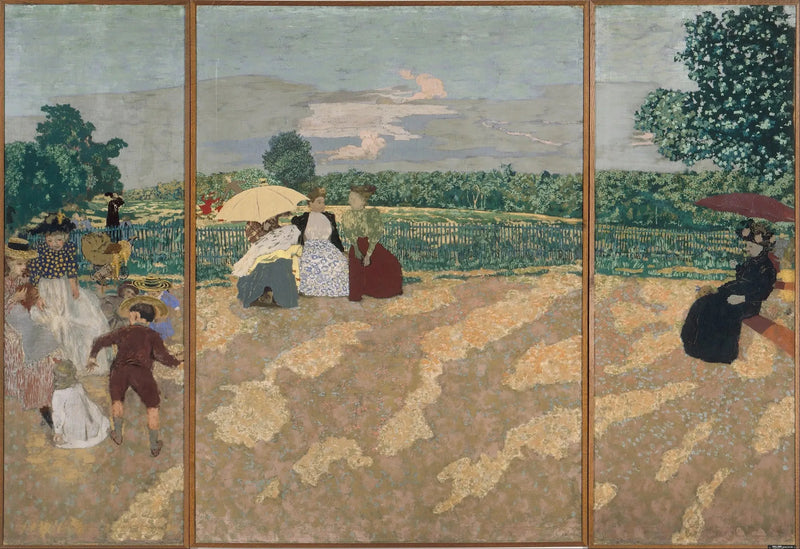 สวนสาธารณะ: การสนทนา, เลี้ยงเด็ก, ร่มแดง - Édouard Vuillard