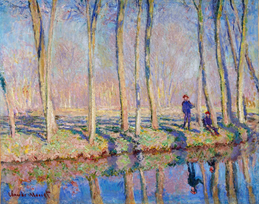 Jean-Pierre Hoschedé และ Michel Monet บนฝั่ง Epte W1127 - Claude Monet