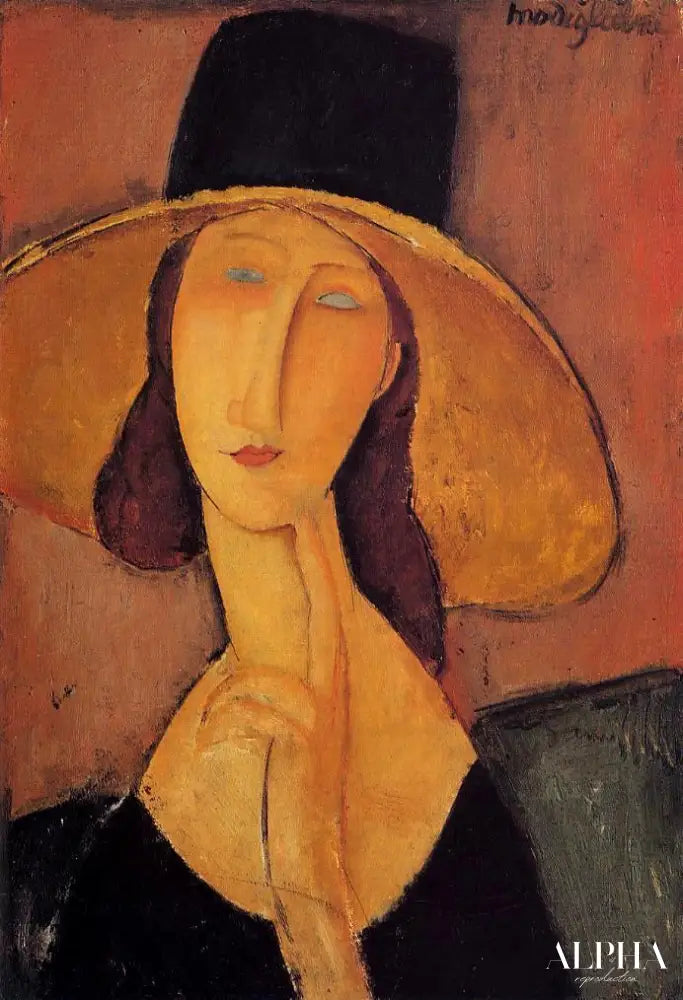 Jeanne Hébuterne au grand chapeau - Amedeo Modigliani - Reproductions de tableaux et peintures haut de gamme