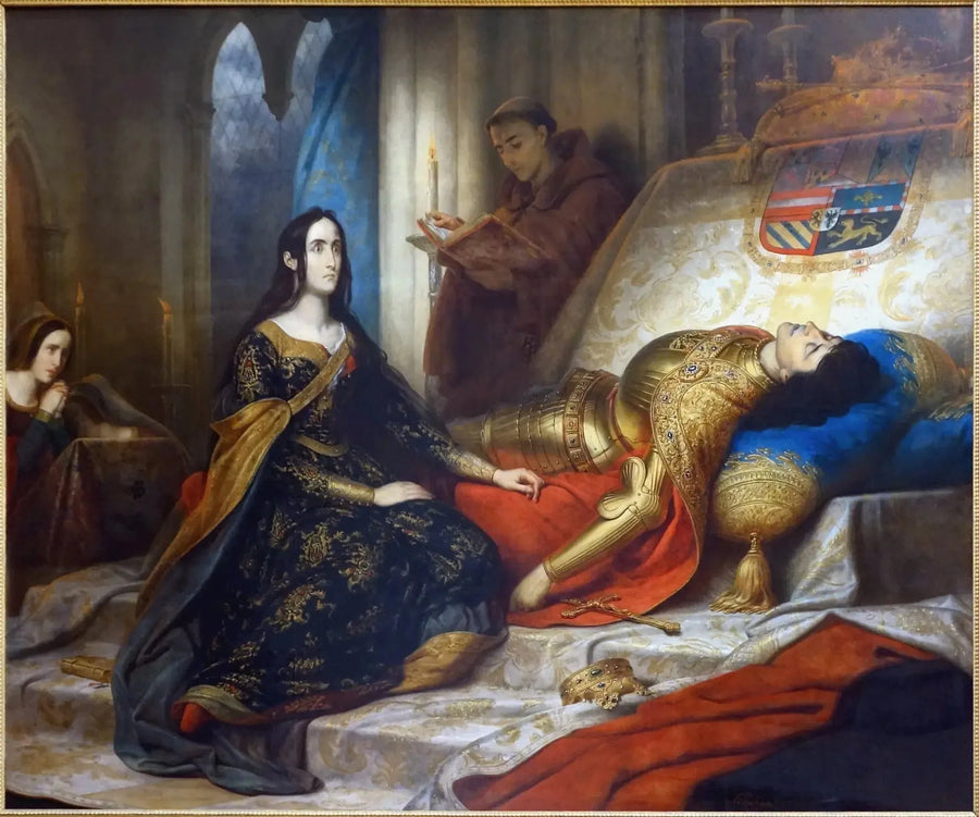 Jeanne la folle attendant la résurrection de Philippe le Beau son mari - Charles de Steuben image 1 copie peinte à la main à l’huile