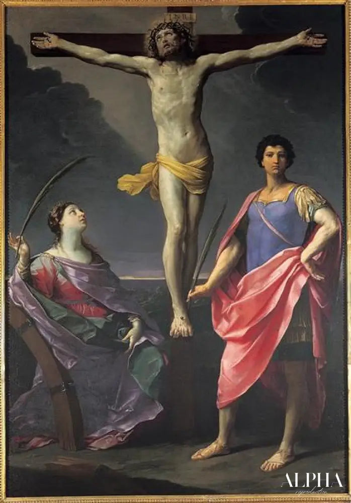 Jésus-Christ crucifié entre Sainte Catherine d’Alexandrie et Saint Jules - Guido Reni Reproductions de tableaux à la