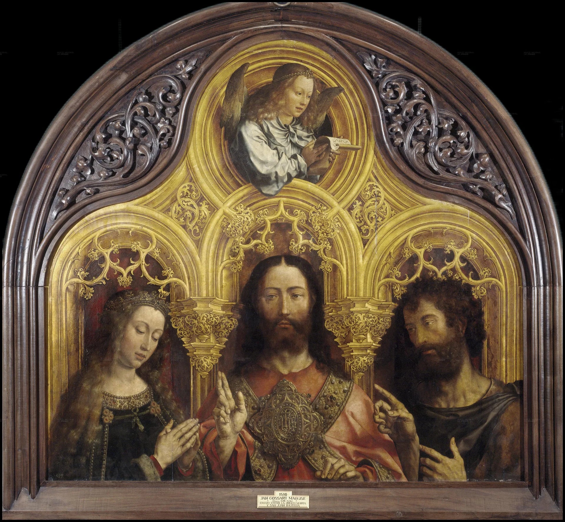Jésus-Christ entre la Vierge Marie et Saint Jean-Baptiste - Jan Gossaert image 1 reproduction artisanale de tableau
