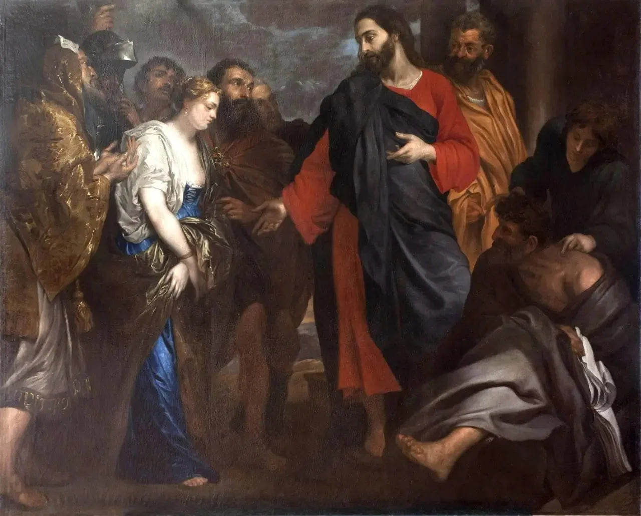 Jésus et la femme adultère - Antoine van Dyck image 1 reproduction de peinture à l’huile