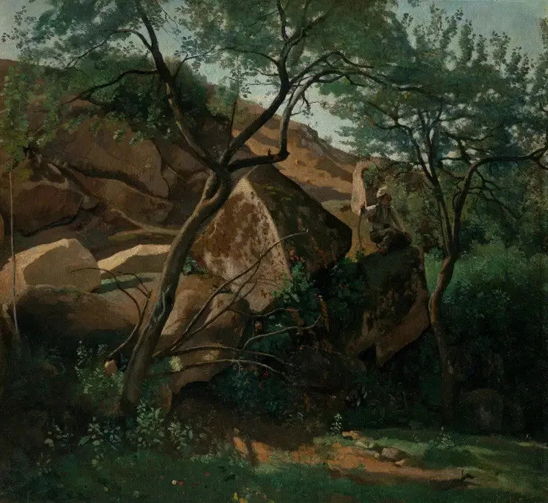 ผู้เลี้ยงแกะหนุ่มในหมู่หิน (ป่า Fontainebleau) - ฌอง-บาติสต์ คามิลล์ โคโร