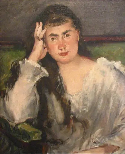 Jeune femme accoudée (Marguerite de Conflans) - Édouard Manet image 1 reproduction artisanale de tableau