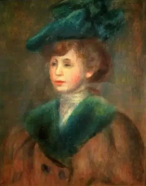 Jeune femme au chapeau vert - Pierre-Auguste Renoir image 1 copie de tableau peinte à la main