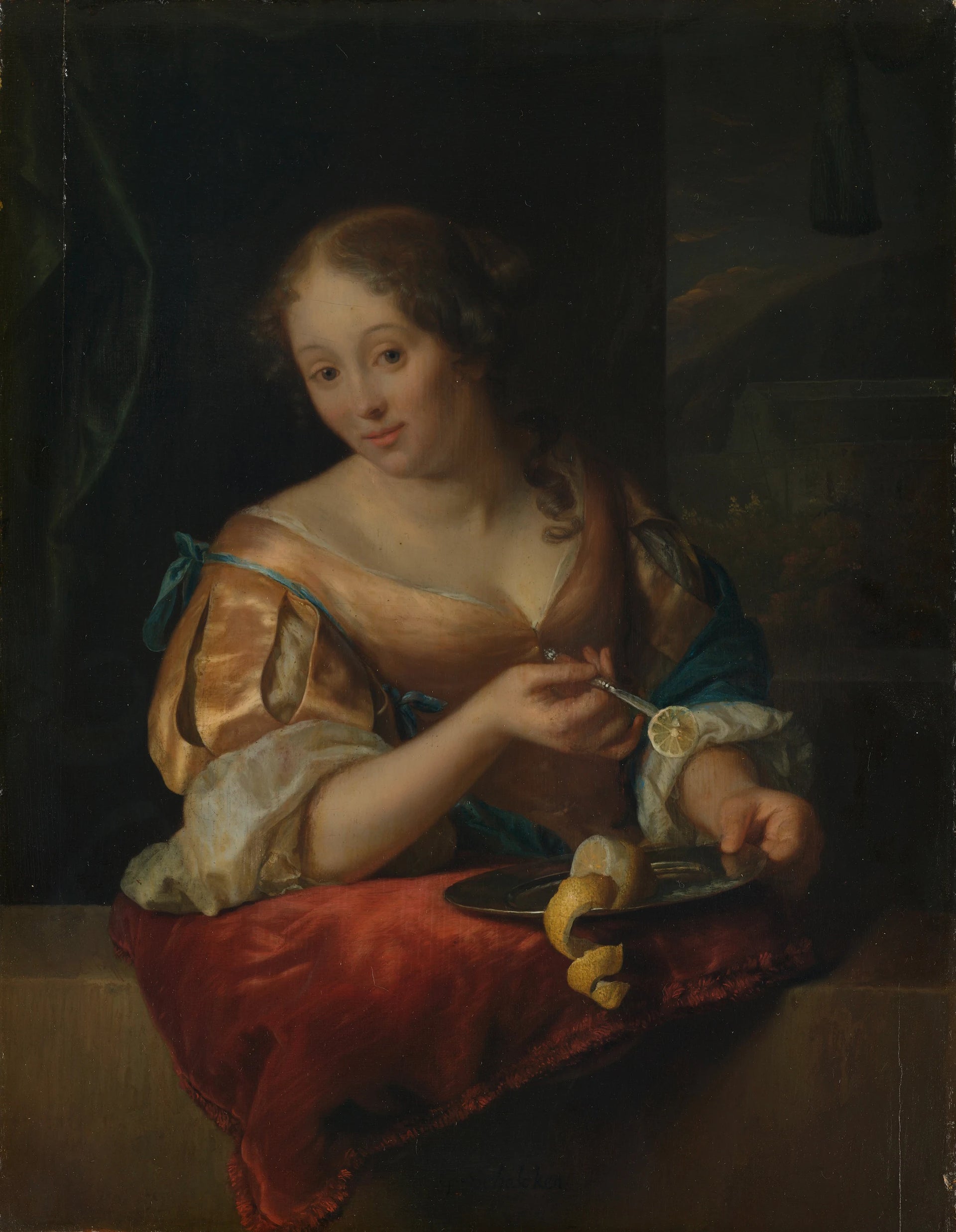 Jeune femme au citron - Godfried Schalken