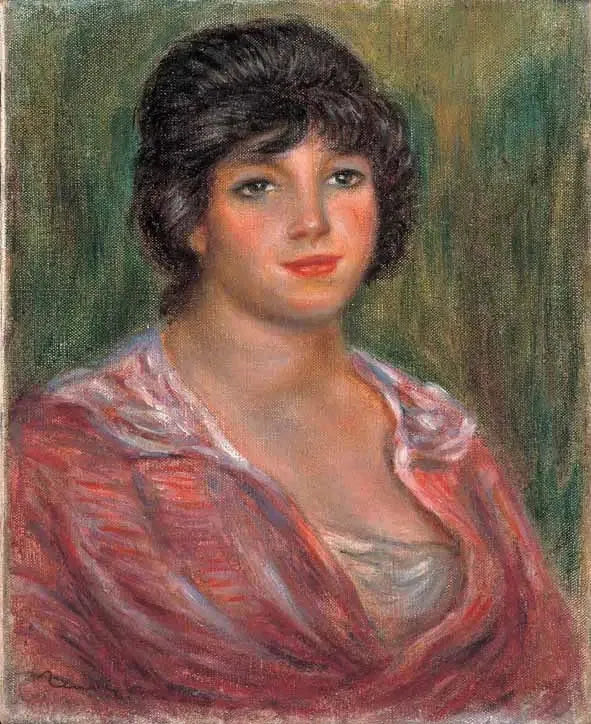 สาวผมสีน้ำตาลในเสื้อเชิ้ตสีแดง (Colonna Romano) - Pierre-Auguste Renoir