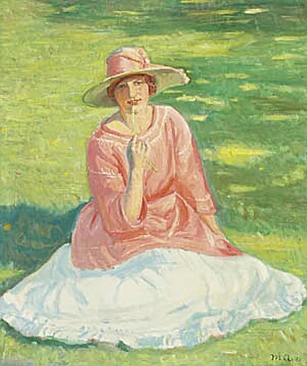 Jeune femme dans un jardin. - Michael Peter Ancher image 1 reproduction de peinture à l’huile