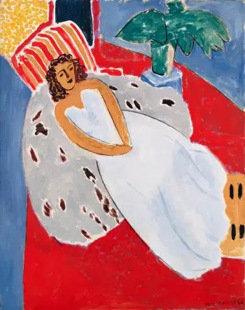 Jeune Femme en blanc, fond rouge - Henri Matisse image 1 reproduction d’œuvre d’art à l’huile