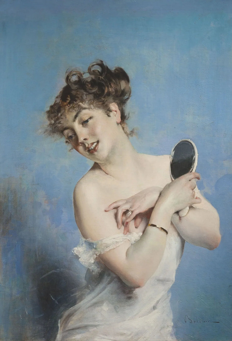 หญิงสาวในชุดนอน (ดูแลตัวเอง) - Giovanni Boldini