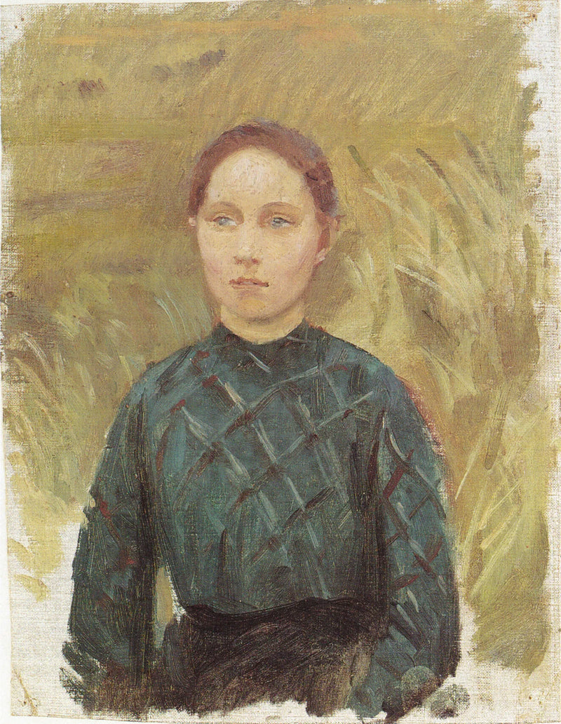 หญิงสาวในชุดสีเขียว นั่งอยู่ในเนินทราย - Anna Ancher
