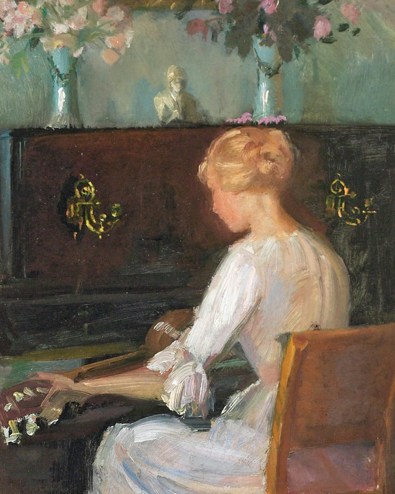หญิงสาวเล่นกีตาร์หน้าเปียโน - Anna Ancher