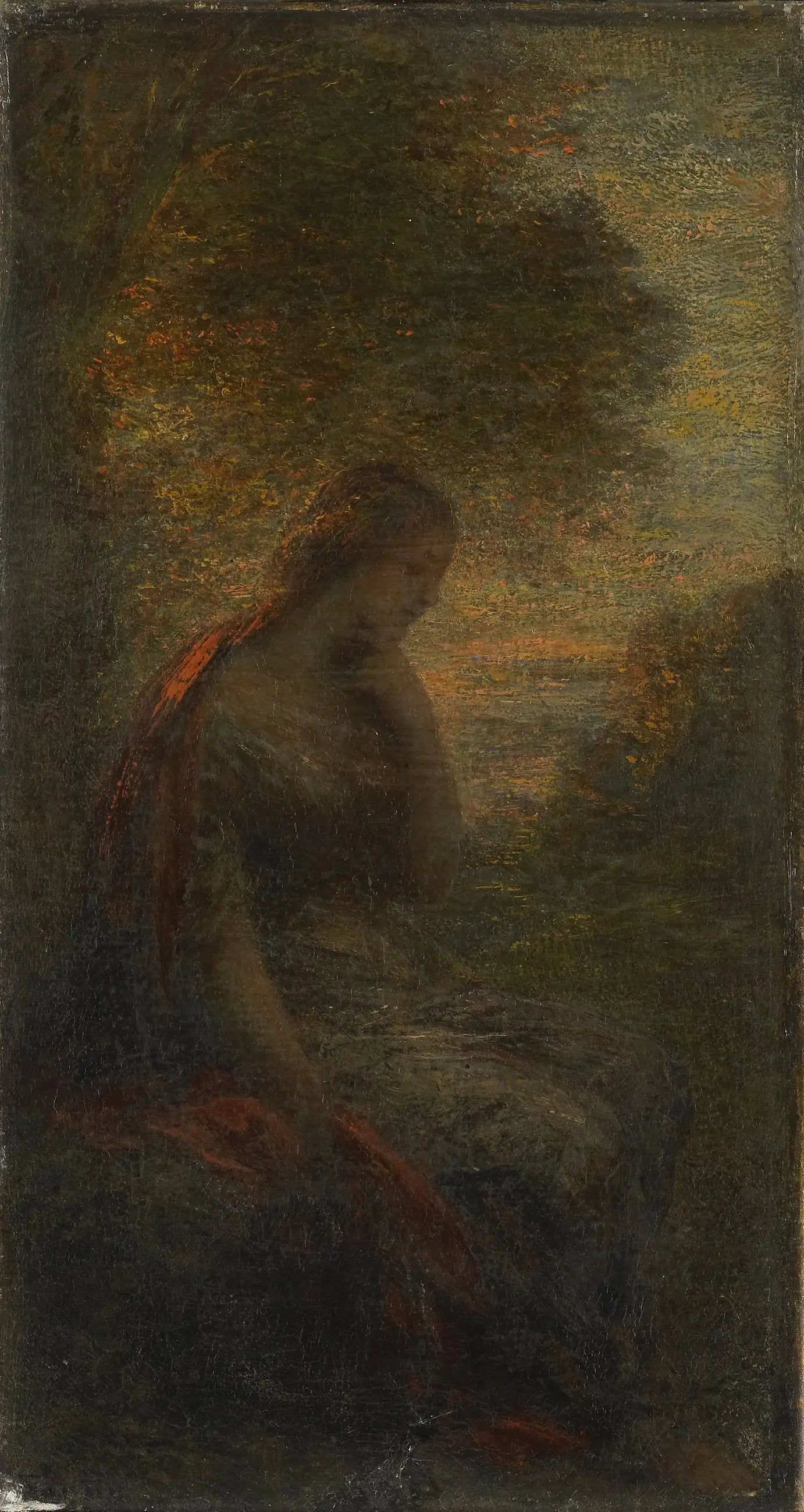 Jeune femme sous un arbre au coucher du soleil appelée « Automne » - Henri Fantin-Latour - Alpha Reproduction