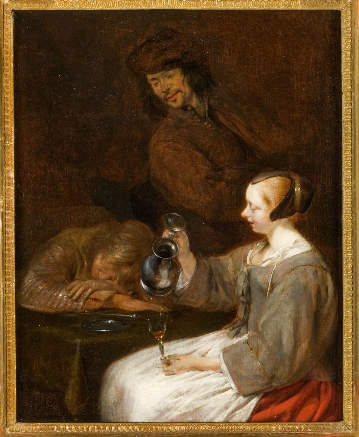 Jeune Hollandaise versant à boire - Gerard ter Borch image 1 reproduction artisanale de tableau