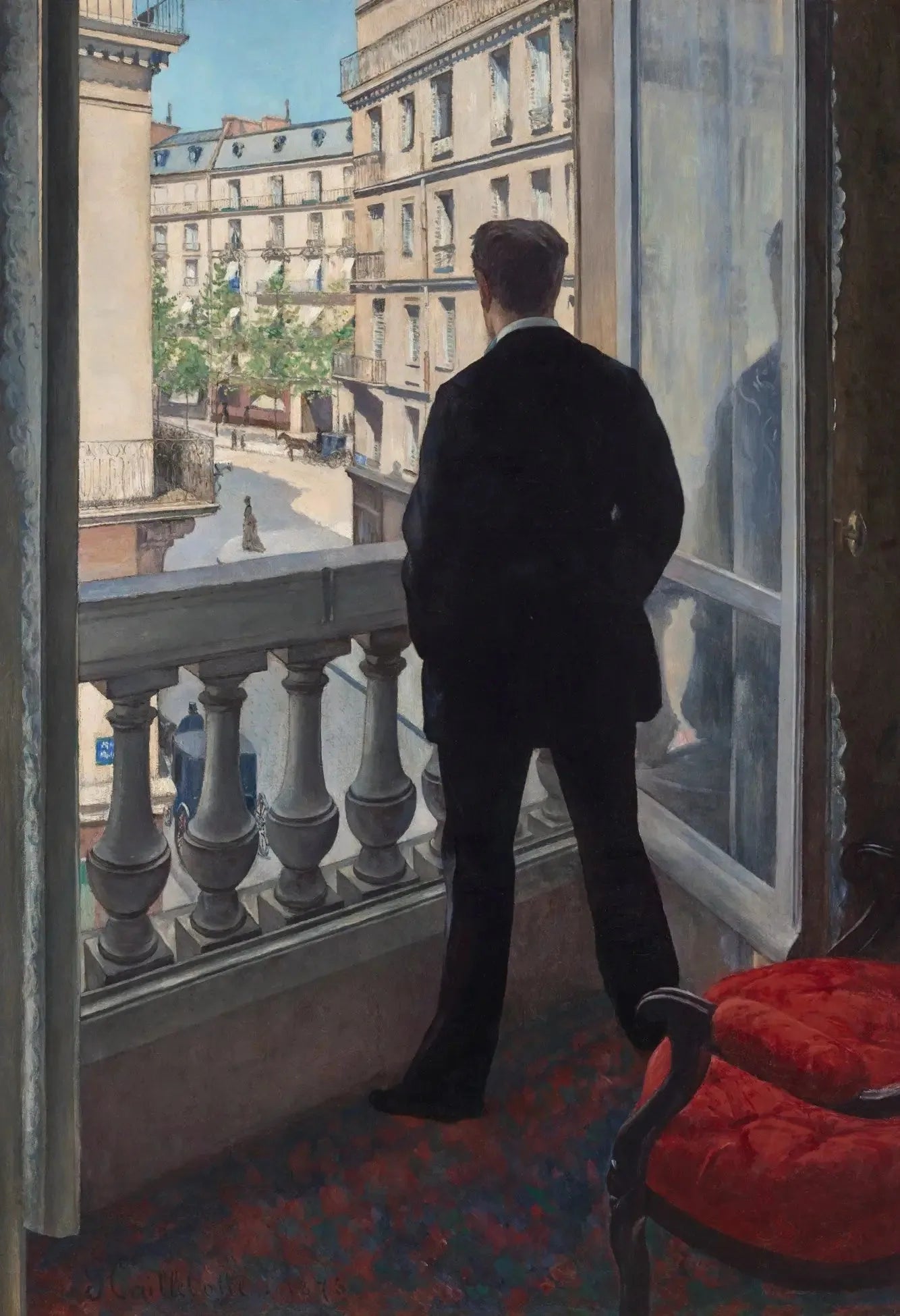 Jeune homme à sa fenêtre - Gustave Caillebotte image 1 reproduction de peinture à l’huile