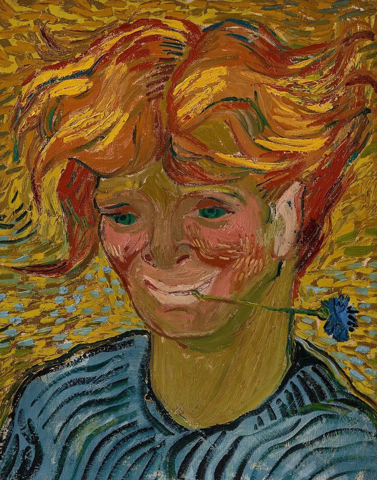 Jeune homme au bleuet - Vincent van Gogh image 1 tableau peint à l’huile sur toile
