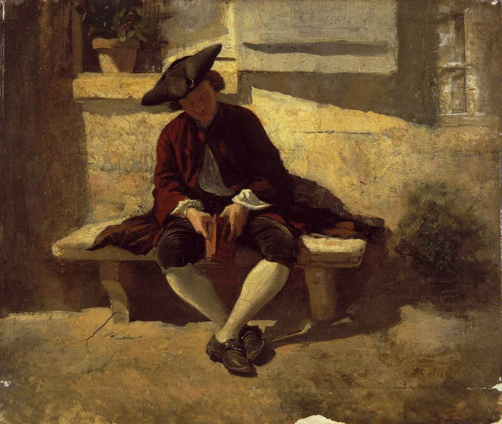 Jeune homme avec un livre - Ernest Meissonier image 1 copie de tableau peinte à la main