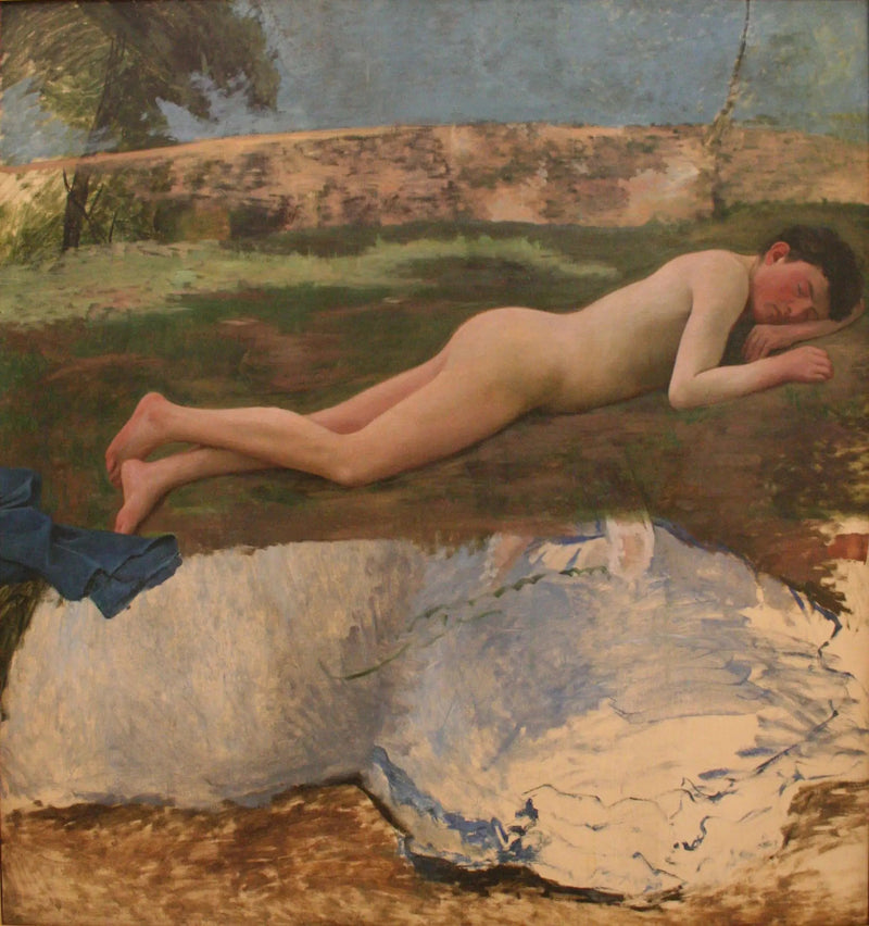 ชายหนุ่มเปลือยกาย lying บนหญ้า - Frédéric Bazille