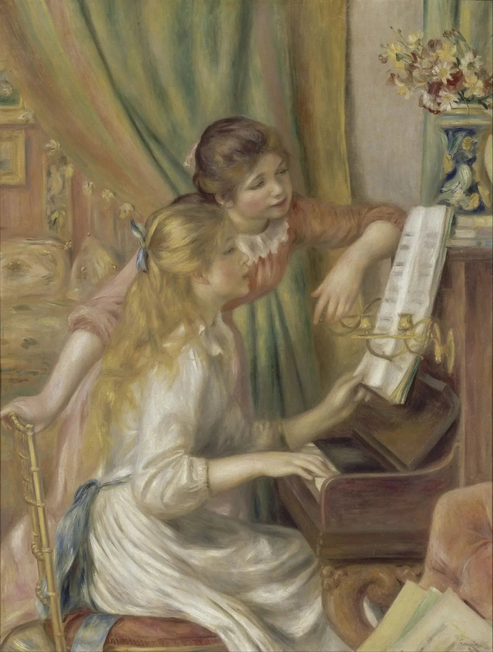 Jeunes Filles au piano - Pierre-Auguste Renoir image 1 copie de tableau peinte à la main