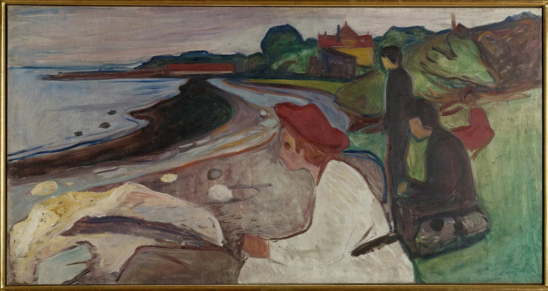 คนหนุ่มสาวบนชายหาด (Frise Linde) - Edvard Munch