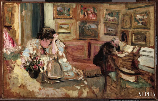 Jos et Lucie Hessel dans le petit salon, rue de Rivoli - Édouard Vuillard - Reproductions de tableaux et peintures haut de gamme