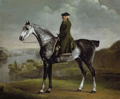 Joseph Smyth Esq lieutenant de Whittlebury Forest Northamptonshire sur un cheval gris pommelé - George Stubbs - Alpha