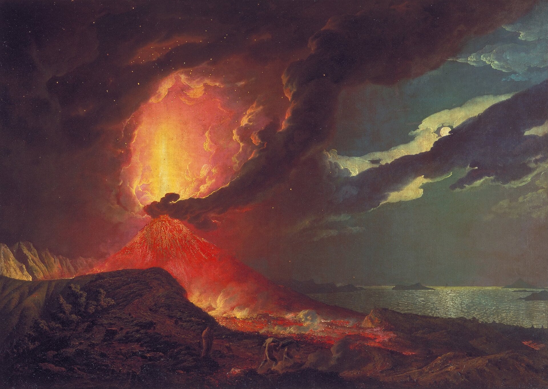 Vesuvius in Eruption, with a View over the Islands in the Bay of Naples - Joseph Wright of Derby