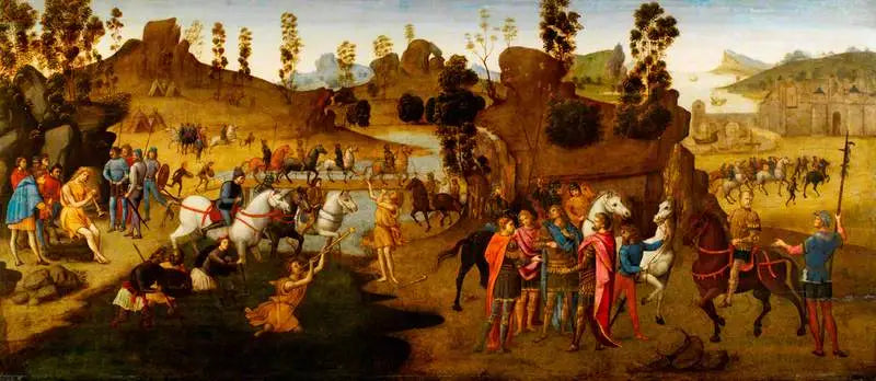 Jules César et le franchissement du Rubicon (scène de l'histoire d'Alexandre le Grand) - Domenico Ghirlandaio
จูลส์ เซซาร์ และการข้ามแม่น้ำรูบิคอน (ฉากในประวัติศาสตร์ของอเล็กซานเดอร์มหาราช) - Domenico Ghirlandaio