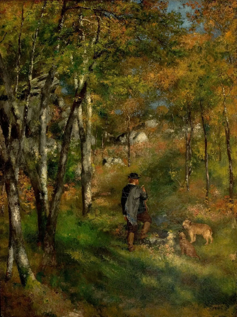 Jules le Cœur et ses chiens dans la forêt de Fontainebleau - Pierre-Auguste Renoir