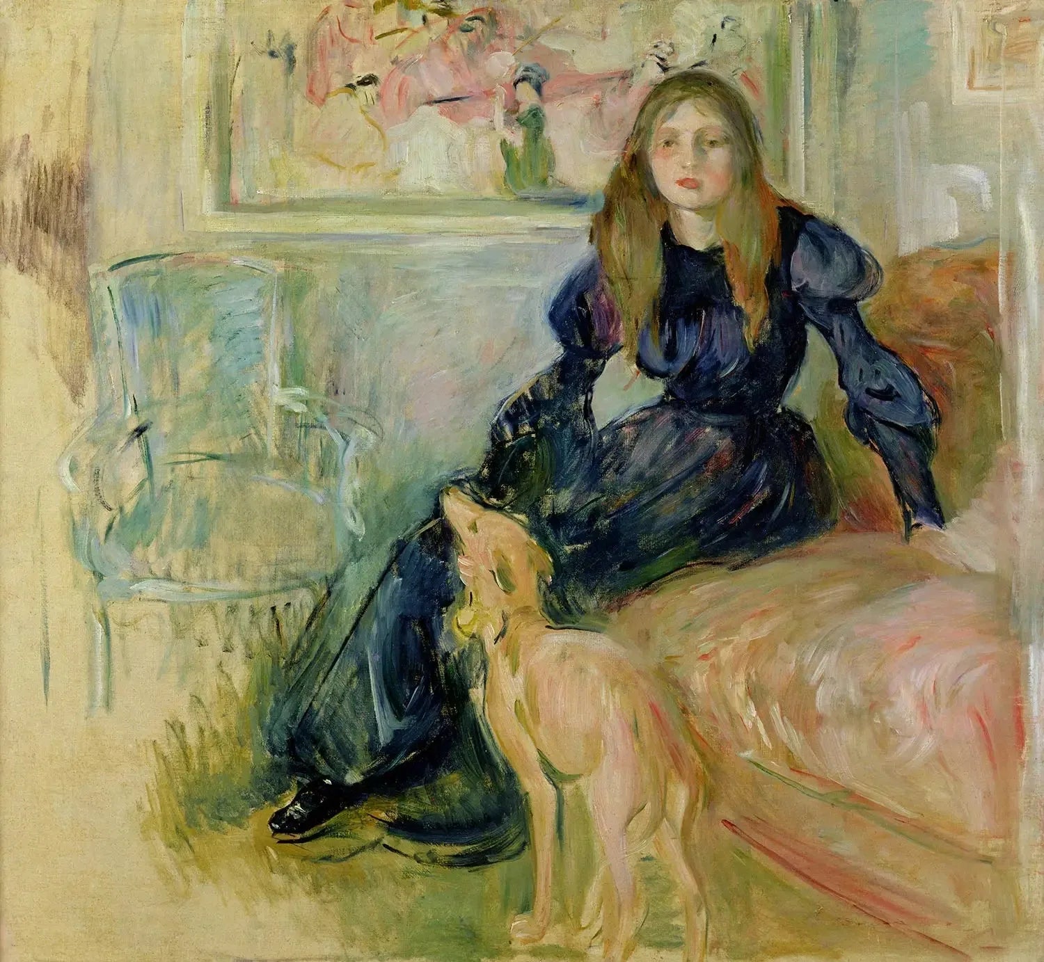 Julie Manet et sa levrette Laërte - Berthe Morisot image 1 reproduction d’œuvre d’art à l’huile